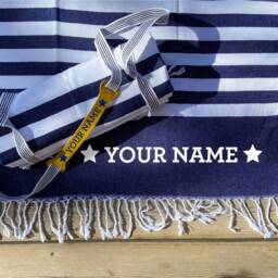 Cotton Beach Towel & Carrier Strap, Personalised Wedding Gift, Gift Set For Couple, 2nd Anniversary Him Her, Birthday