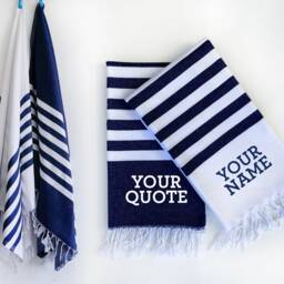 Cotton Beach Towel & Carrier Strap, Personalised Wedding Gift, Gift Set For Couple, 2nd Anniversary Him Her, Birthday - thumbnail 2