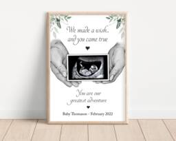 Personalised Pregnancy Scan Print Gift - Hands Unframed Baby Shower Ultrasound - thumbnail 1