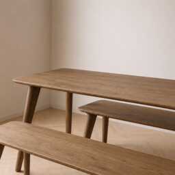 Solid Oak Dining Table Set With Bench, Scandinavian, Space Saving, Handmade in UK - thumbnail 3