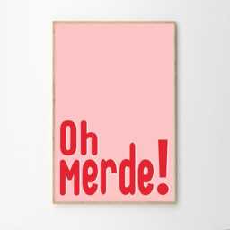 Oh Merde Quote Art Canvas Poster, Trendy Wall Art, Apartment Aesthetic Decor, Retro Home Printed Gift - thumbnail 2