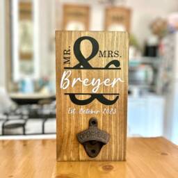 Personalized Family Established Beer Bottle Opener Wall Mounted, Custom Last Name Gifts For Bride, Home Bar Decor, 5Th Anniversary Gift - thumbnail 2