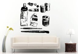 Set Of Hand Drawn Paint Tools Wall Decal Vinyl Sticker Mural Room Decor L934 - thumbnail 1
