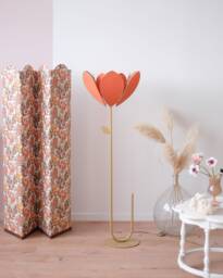 Double Flower Floor Lamp & Lampshade - Ocher - thumbnail 1