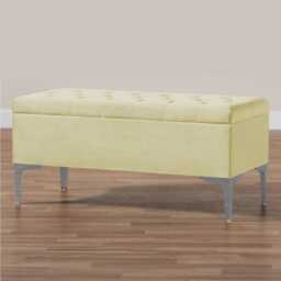 Modena Chesterfield Plush Velvet Ottoman Storage Bench- Upholstered Footstool Shoes Box With Legs - thumbnail 4