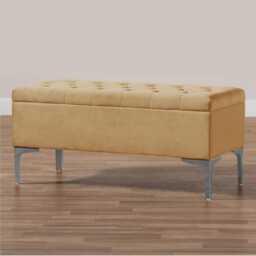 Modena Chesterfield Plush Velvet Ottoman Storage Bench- Upholstered Footstool Shoes Box With Legs - thumbnail 3
