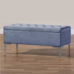 Modena Chesterfield Plush Velvet Ottoman Storage Bench- Upholstered Footstool Shoes Box With Legs - thumbnail 2