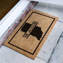 Indiana Welcome Mat - State Family Monogram Personalized Map Doormat Custom Rug Silhouette New Home Gift - thumbnail 2