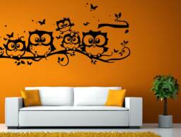 Owl Butterfly Tree Branch Kids Cute Wall Stickers Decals Vinyl Mural Decor Art L2092 - thumbnail 1
