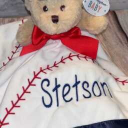Personalized Sports Security Blanket, Embroidered Baby Lovey - thumbnail 2