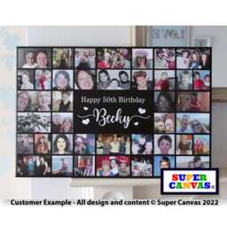 Happy 50Th Birthday Mum Dad Friend Husband Wife Personalised Photo Collage Party Display Board Framed Canvas Print Gift - thumbnail 3