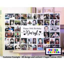 Happy 50Th Birthday Mum Dad Friend Husband Wife Personalised Photo Collage Party Display Board Framed Canvas Print Gift - thumbnail 2