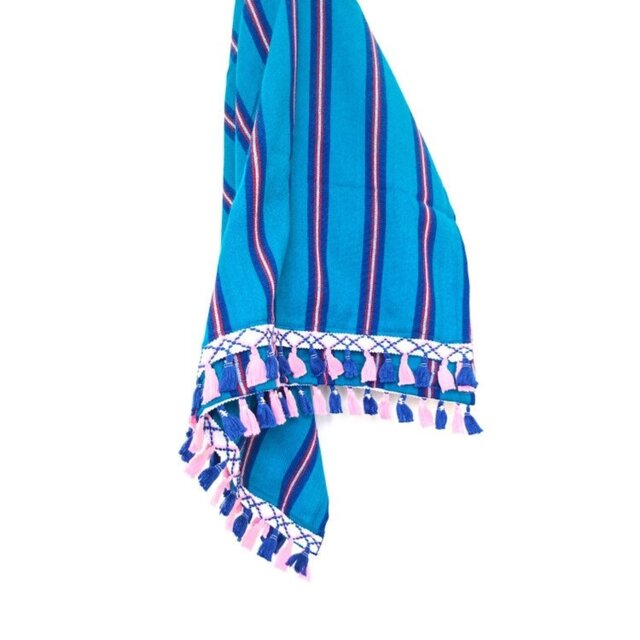 Mexican Blanket, Striped Cambaya Falsa Tassel Throw - image 1