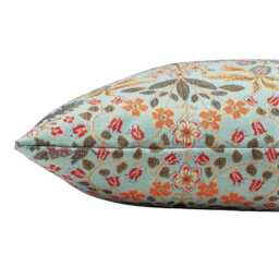Morris Style Leaves & Berries Xl Rectangular Cushion in Duck Egg Blue. Signature Tapestry Fabric. 23X15 - thumbnail 2