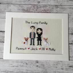 Custom Family Portrait Wall Art Made Pet Stitch Pixel People - thumbnail 1