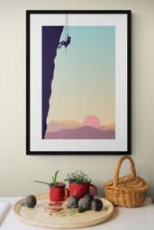 Sunrise Rock Climber, Wild Landscape Art Print, Great Outdoors, Adventure Travel Poster, Extreme Sports, Climb, Outdoor Pursuits, Mountains - thumbnail 1