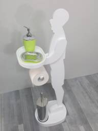 Handmade Wooden Toilet Roll Holder With Soap Dish - Unique Bathroom Organizer