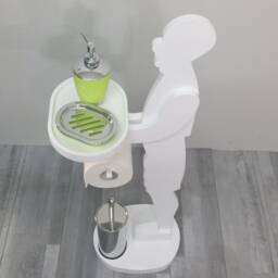 Handmade Wooden Toilet Roll Holder With Soap Dish - Unique Bathroom Organizer - thumbnail 3