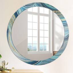 Blue Marble, Blue, Round Mirror Frame, Decorative Mirror, Frame Print, Unique Wall - thumbnail 4