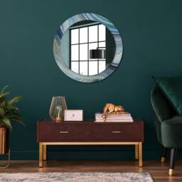 Blue Marble, Blue, Round Mirror Frame, Decorative Mirror, Frame Print, Unique Wall - thumbnail 2