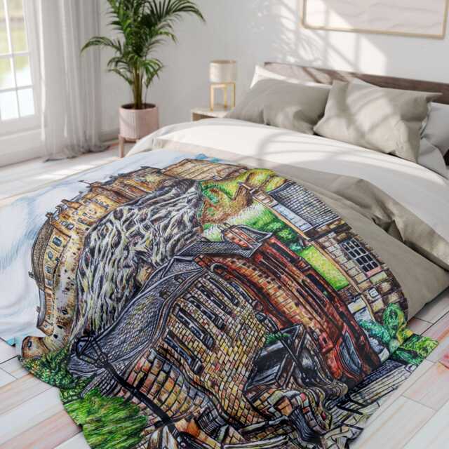Edinburgh Arctic Fleece Blanket Cozy Winter Throw, Bedding, Scotland Gift - image 1