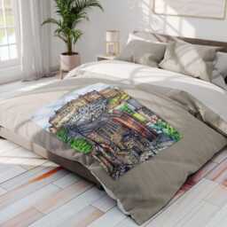 Edinburgh Arctic Fleece Blanket Cozy Winter Throw, Bedding, Scotland Gift - thumbnail 4