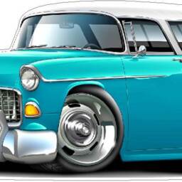 1955 Chevy Belair Cartoon Car Wall Decal Vintage Garage Decor - thumbnail 2