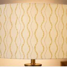 Ochre & Cream Retro Wave Print Table Ceiling Lampshade - thumbnail 2