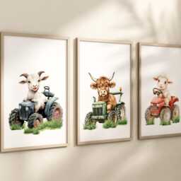 Farm Animal Nursery Prints Tractor Art, Set Of 3 - thumbnail 2