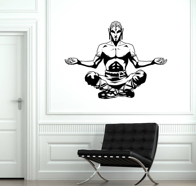 Yogi Vinyl Wall Decal Meditation Pose Yoga Studio Man Stickers Mural - #2617Di - image 1