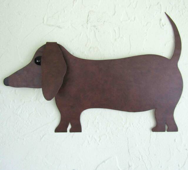 Upcycled Metal Dachshund Wall Art Indoor Outdoor Dog Decor - image 1