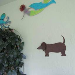 Upcycled Metal Dachshund Wall Art Indoor Outdoor Dog Decor - thumbnail 3