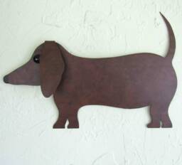 Upcycled Metal Dachshund Wall Art Indoor Outdoor Dog Decor - thumbnail 1