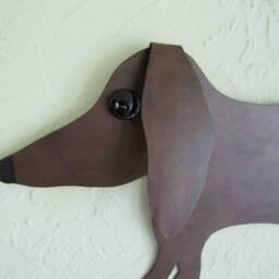 Upcycled Metal Dachshund Wall Art Indoor Outdoor Dog Decor - thumbnail 2