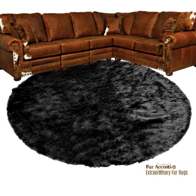 Round Plush Faux Fur Rug - Shaggy Sheepskin Style, Handmade in Usa - image 1