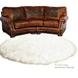 Round Plush Faux Fur Rug - Shaggy Sheepskin Style, Handmade in Usa - thumbnail 2