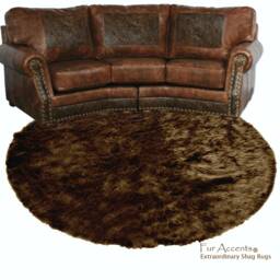 Round Plush Faux Fur Rug - Shaggy Sheepskin Style, Handmade in Usa - thumbnail 3