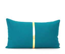 Dark Teal & Metallic Gold Pillow Colorblock Covers - Stripe in Shiny Gold, Silver Or Copper