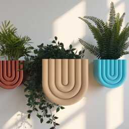 Wall Mounted U-Shape Plant Pot in Custom Colours - Stylish Design Removable Planting Basket - thumbnail 2