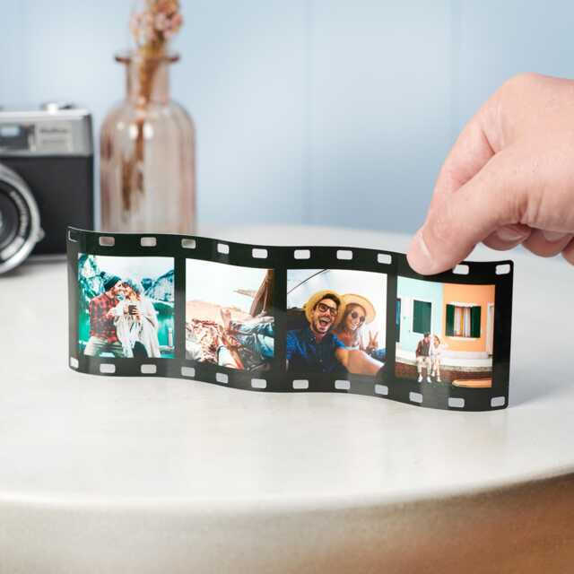 Personalised Retro Film Reel Metal Photo Print, Four Photos Printed On Frame, Gift, Couples Gift - image 1