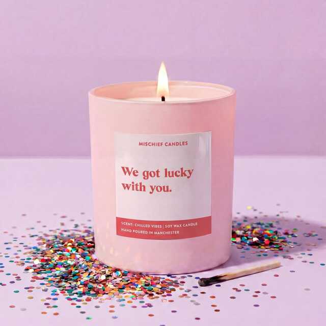 Best Teacher Gift From Parents We Got Lucky With You Funny Scented Candle - image 1