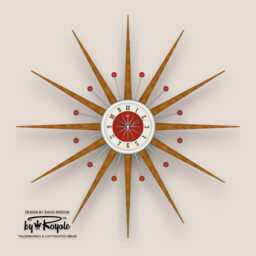 Teak Starburst Clock Mid Century Modern Wall Decor, 30 - thumbnail 4