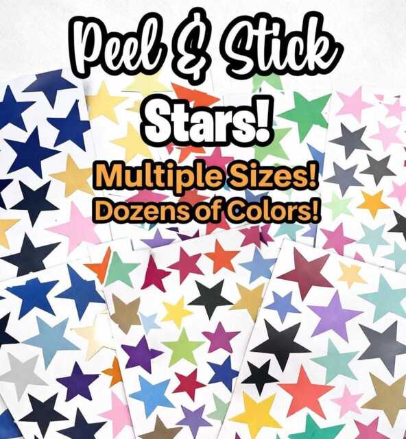 Peel & Stick Vinyl Stars Wall Decals For Kids Rooms, Nursery Decor, Bedrooms, Peel Stick Dots Star Stickers - image 1