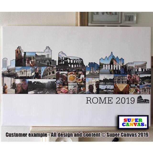 Rome Italy City Skyline Custom Shape Travel Holiday Map Picture Photo Display Board Collage Wall Art Framed Canvas & Print Option Gift - image 1