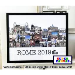 Rome Italy City Skyline Custom Shape Travel Holiday Map Picture Photo Display Board Collage Wall Art Framed Canvas & Print Option Gift - thumbnail 3
