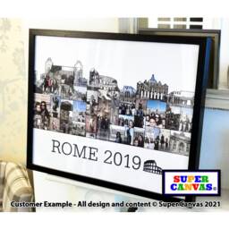 Rome Italy City Skyline Custom Shape Travel Holiday Map Picture Photo Display Board Collage Wall Art Framed Canvas & Print Option Gift - thumbnail 2