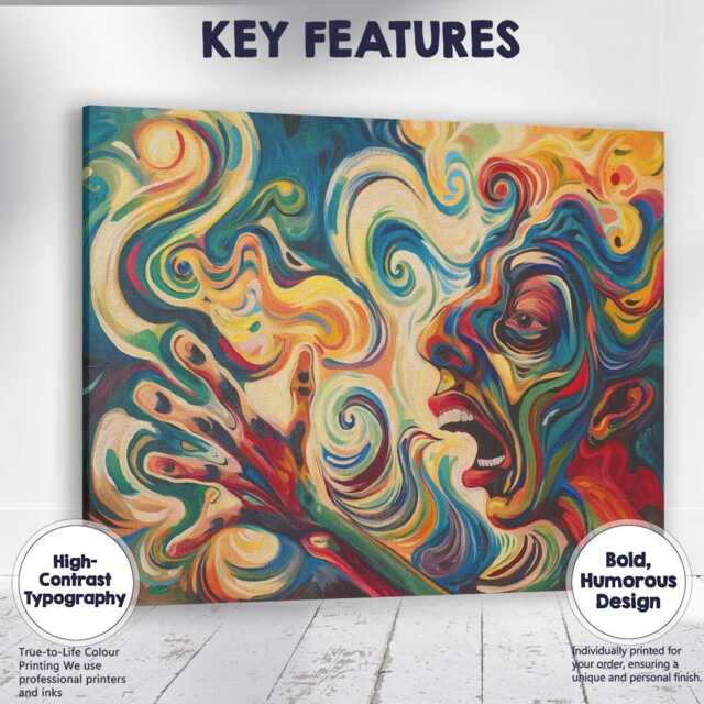 Colourful Expressionist Scream Abstract Face Painting Canvas Wall Art Print Decor Picture Ready To Hang - image 1