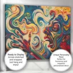 Colourful Expressionist Scream Abstract Face Painting Canvas Wall Art Print Decor Picture Ready To Hang - thumbnail 3