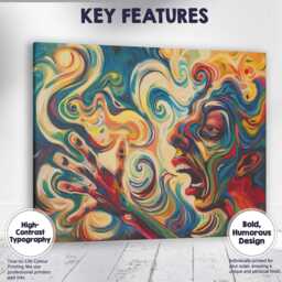 Colourful Expressionist Scream Abstract Face Painting Canvas Wall Art Print Decor Picture Ready To Hang - thumbnail 1