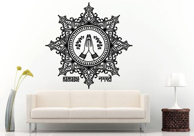 Namaste Flower Mandala Yoga Room Studio Wall Decal Vinyl Sticker Mural Decor L895 - image 1